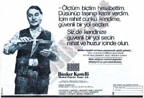 Banker Kastellinin Gazetelere verdigi reklam