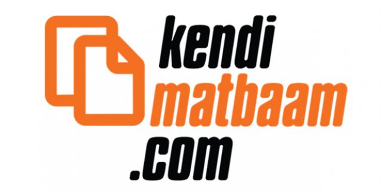 Online matbaa siteleri arasında bulunan kendimatbaam.com'un turuncu ve siyah renklerdeki logosu