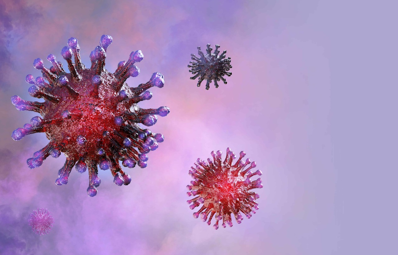 Havada bulunan virüsler mor ve kırmızı renkte virüsler.