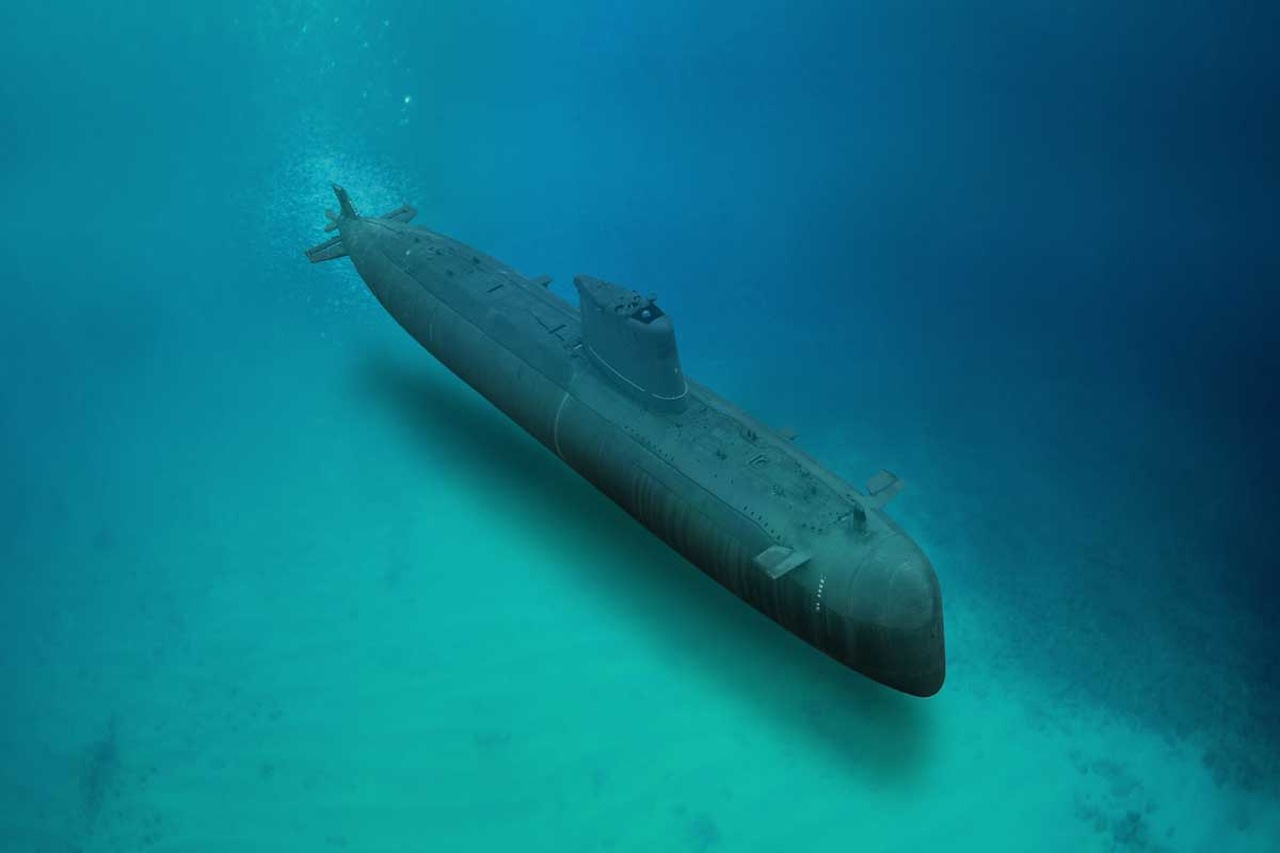 denizin derinliklerindeki bir denizaltı