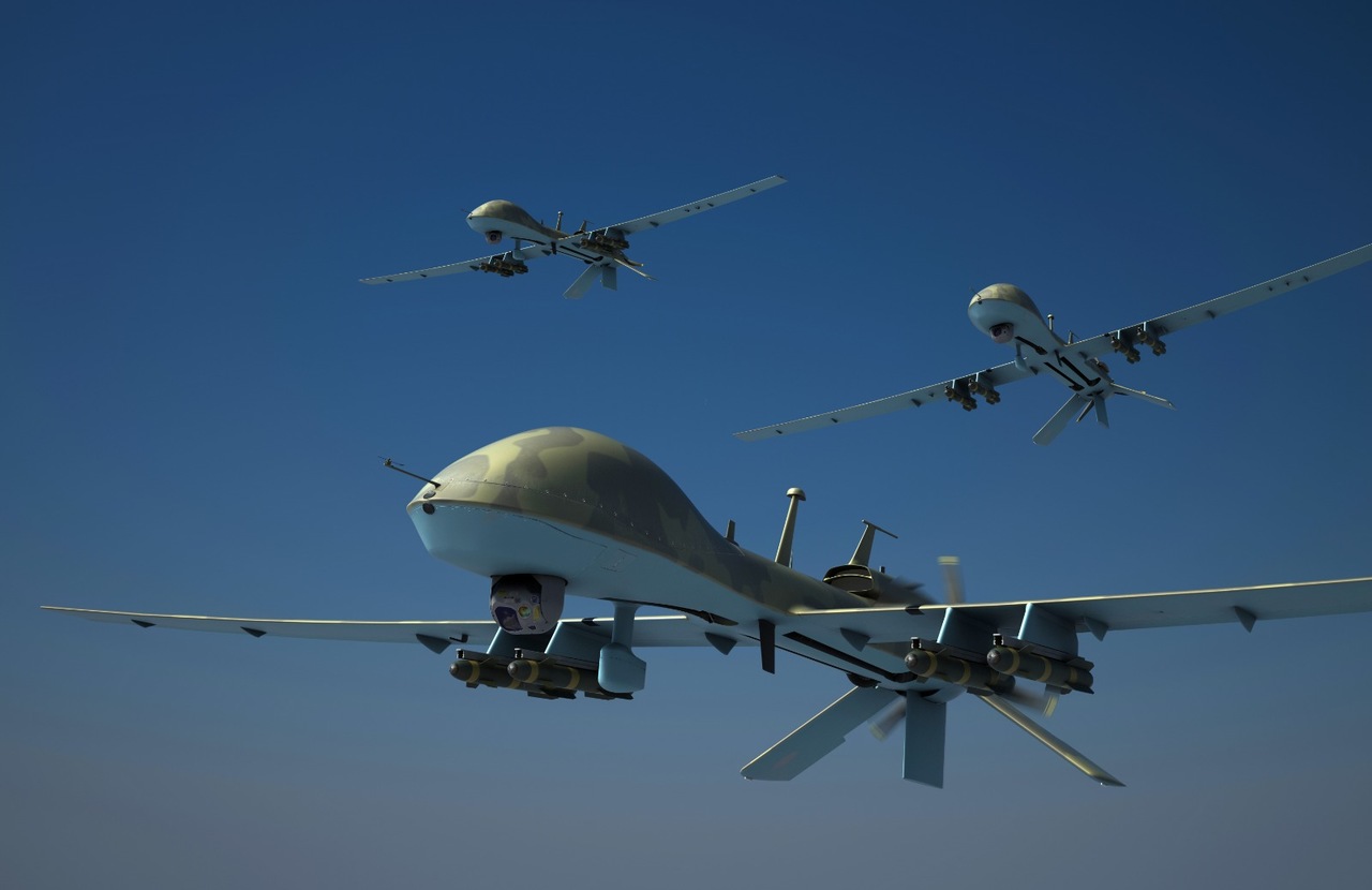 gökyüzünde uçan otonom sistemiyle çalışan askeri savaş uçakları 
